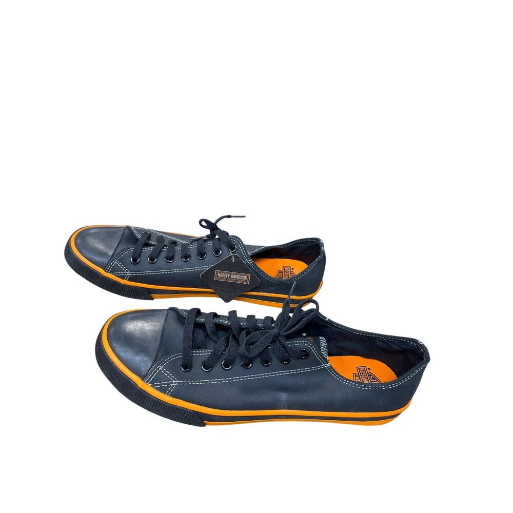 Harley-Davidson Mens Low-Top Vulcon Black Orange Sneakers Size 13 SKU 9405 - Picture 4 of 16